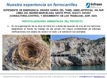 EXPEDIENTE DE EMERGENCIA GRAVES DAÑOS DEL TÚNEL 98BIS ARTIFICIAL VÍA PAR LÍNEA 200. MADRID-BARCELONA SANTS PP.KK. 650/277- 650/607 (CONSULTORIA,CONTROL Y SEGUIMIENTO DE LOS TRABAJOS)